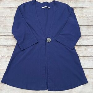 Soft Surroundings Blue Cotton Empire Waist Button Cardigan‎ Top XS